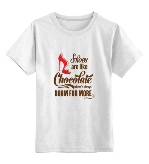 Заказать детскую футболку в Москве. Детская футболка классическая унисекс Туфли как шоколад, для них всегда найдется место от zen4@bk.ru - готовые дизайны и нанесение принтов.