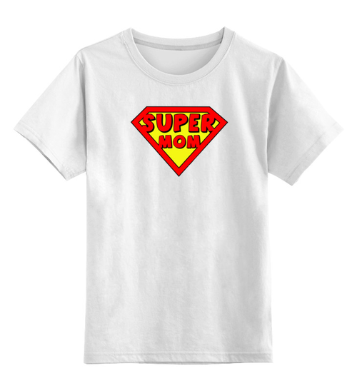 Заказать детскую футболку в Москве. Детская футболка классическая унисекс Супер мама от ANDREI M - готовые дизайны и нанесение принтов.