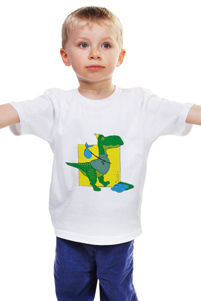 Заказать детскую футболку в Москве. Детская футболка классическая унисекс Динозавр Бобби от goroshek - готовые дизайны и нанесение принтов.