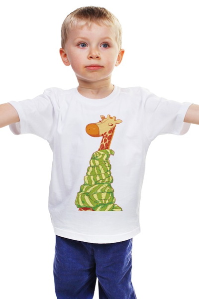 Заказать детскую футболку в Москве. Детская футболка классическая унисекс Жираф Боря от BeliySlon - готовые дизайны и нанесение принтов.