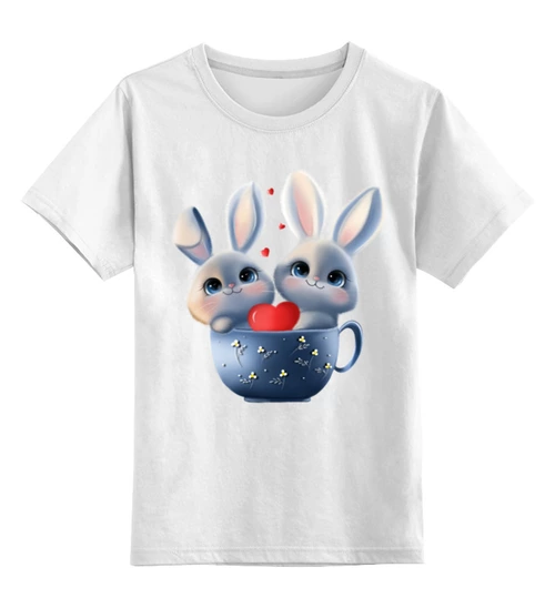 Заказать детскую футболку в Москве. Детская футболка классическая унисекс Влюбленные зайцы от Марина  - готовые дизайны и нанесение принтов.