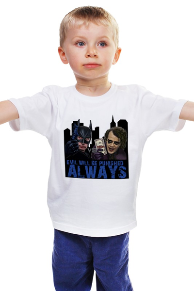 Заказать детскую футболку в Москве. Детская футболка классическая унисекс Путин Batman        от Savara - готовые дизайны и нанесение принтов.