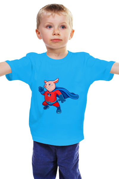 Заказать детскую футболку в Москве. Детская футболка классическая унисекс Супер свин  от T-shirt print  - готовые дизайны и нанесение принтов.
