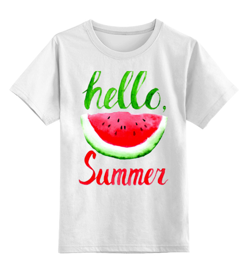 Заказать детскую футболку в Москве. Детская футболка классическая унисекс Hello summer от Liby - готовые дизайны и нанесение принтов.