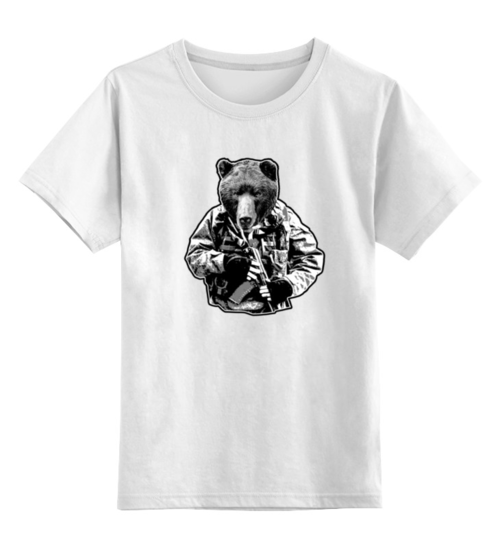 Заказать детскую футболку в Москве. Детская футболка классическая унисекс Медведь солдат от Петр Золотухин - готовые дизайны и нанесение принтов.