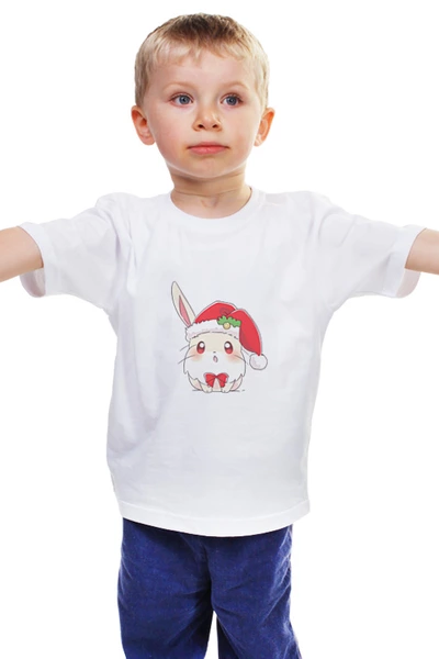 Заказать детскую футболку в Москве. Детская футболка классическая унисекс Новогодний зайка от Алексей  - готовые дизайны и нанесение принтов.