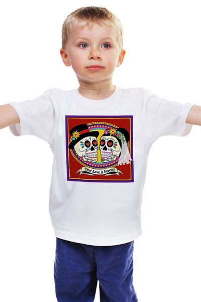 Заказать детскую футболку в Москве. Детская футболка классическая унисекс Skull Love Forever от Leichenwagen - готовые дизайны и нанесение принтов.