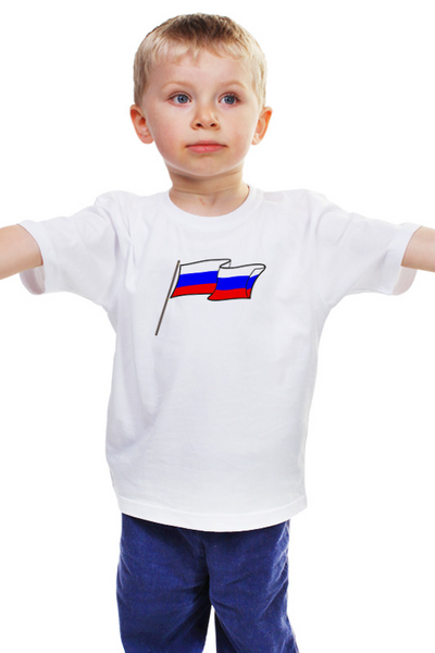 Заказать детскую футболку в Москве. Детская футболка классическая унисекс Флаг нашей страны от Андрей Бочкарев - готовые дизайны и нанесение принтов.