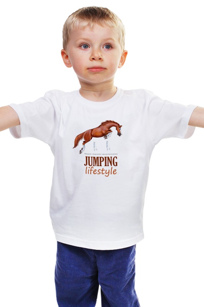 Заказать детскую футболку в Москве. Детская футболка классическая унисекс JUMPING LIFESTYLE от konna - готовые дизайны и нанесение принтов.