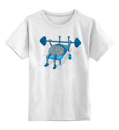 Заказать детскую футболку в Москве. Детская футболка классическая унисекс Качай мозги от printik - готовые дизайны и нанесение принтов.