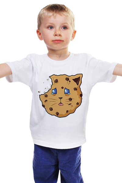 Заказать детскую футболку в Москве. Детская футболка классическая унисекс Грустная кошка-печенье от Yaroslava - готовые дизайны и нанесение принтов.
