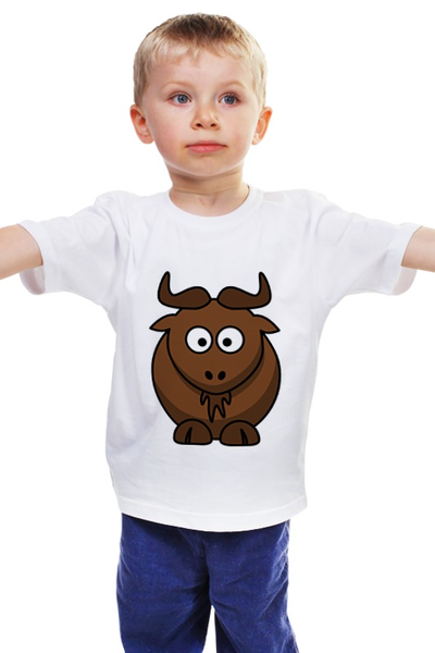 Заказать детскую футболку в Москве. Детская футболка классическая унисекс коричневый бык от EDJEY  - готовые дизайны и нанесение принтов.