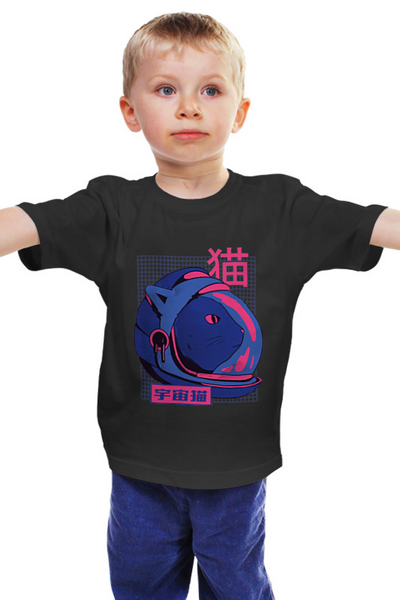 Заказать детскую футболку в Москве. Детская футболка классическая унисекс Glitch Space Cat от Павел Павел - готовые дизайны и нанесение принтов.