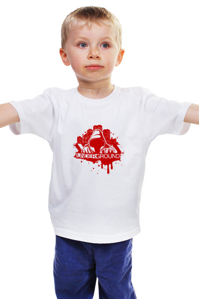Заказать детскую футболку в Москве. Детская футболка классическая унисекс UNDERGROUND от T-shirt print  - готовые дизайны и нанесение принтов.
