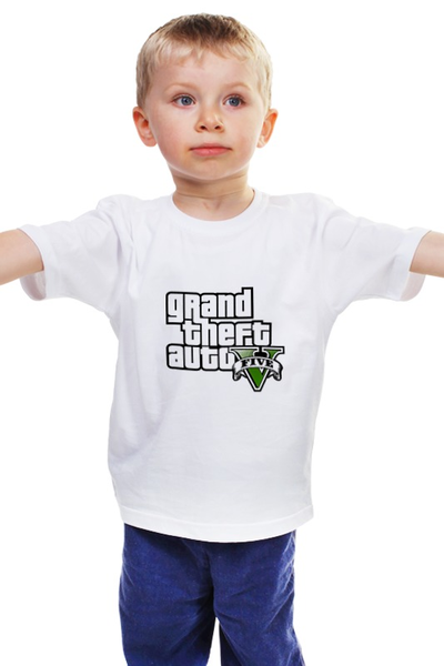 Заказать детскую футболку в Москве. Детская футболка классическая унисекс Grand Theft Auto V от YellowCloverShop - готовые дизайны и нанесение принтов.