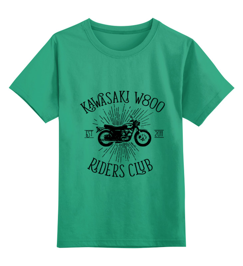 Заказать детскую футболку в Москве. Детская футболка классическая унисекс Kawasaki W800 Riders Club от madwheelz - готовые дизайны и нанесение принтов.