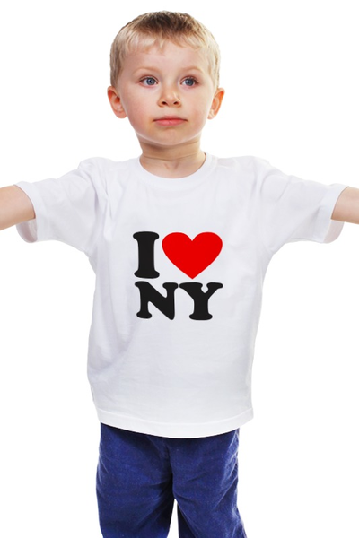 Заказать детскую футболку в Москве. Детская футболка классическая унисекс i love NY от pyzhik - готовые дизайны и нанесение принтов.