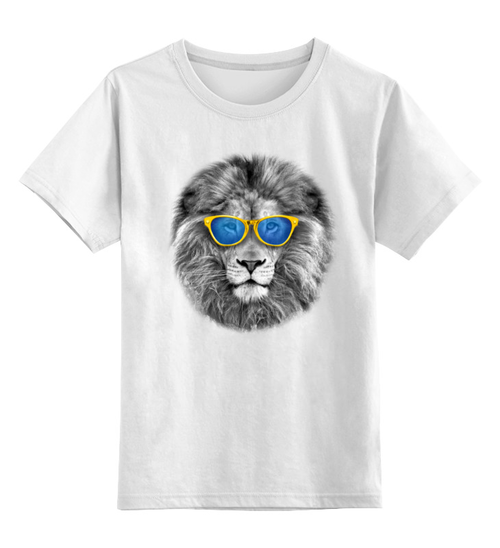 Заказать детскую футболку в Москве. Детская футболка классическая унисекс Стильный лев в золотых очках от Мурад Мокран - готовые дизайны и нанесение принтов.