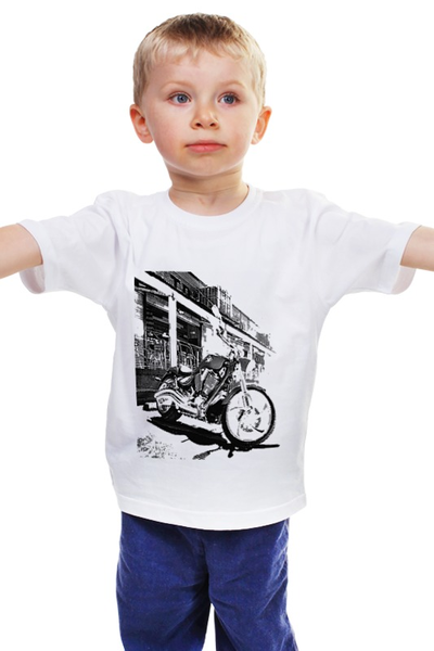 Заказать детскую футболку в Москве. Детская футболка классическая унисекс Мотоциклы от paster10 - готовые дизайны и нанесение принтов.