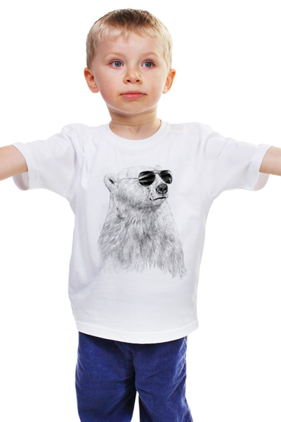 Заказать детскую футболку в Москве. Детская футболка классическая унисекс Белый Медведь от printik - готовые дизайны и нанесение принтов.