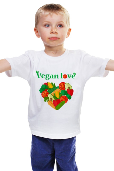 Заказать детскую футболку в Москве. Детская футболка классическая унисекс Vegan love от Antaya - готовые дизайны и нанесение принтов.