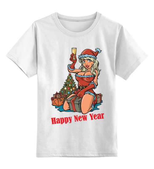 Заказать детскую футболку в Москве. Детская футболка классическая унисекс Снегурочка поздравляет с новым годом! от Chance777 - готовые дизайны и нанесение принтов.