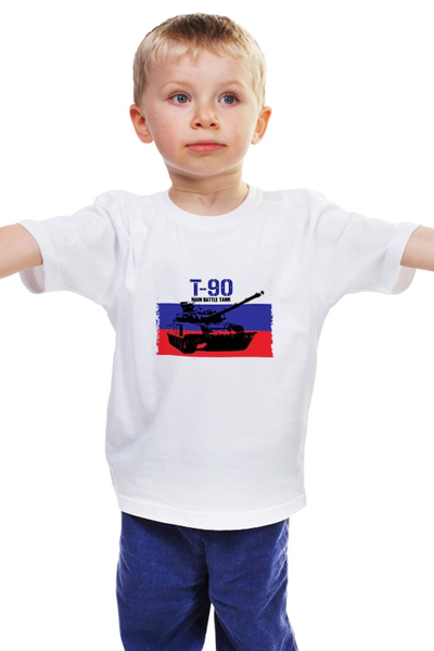 Заказать детскую футболку в Москве. Детская футболка классическая унисекс Танк  Т 90 от ПРИНТЫ ПЕЧАТЬ  - готовые дизайны и нанесение принтов.