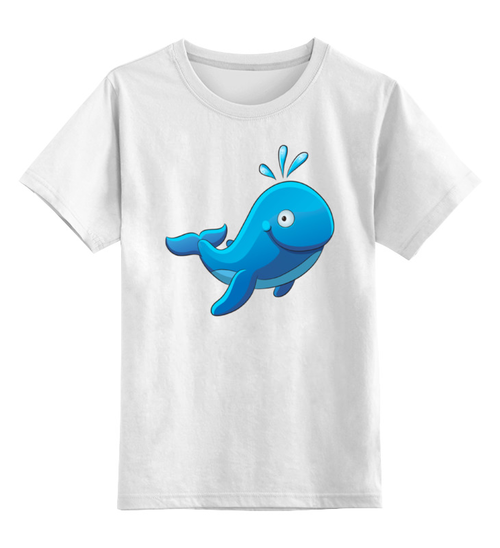 Заказать детскую футболку в Москве. Детская футболка классическая унисекс Большой морской кит с фонтаном  от Денис - готовые дизайны и нанесение принтов.