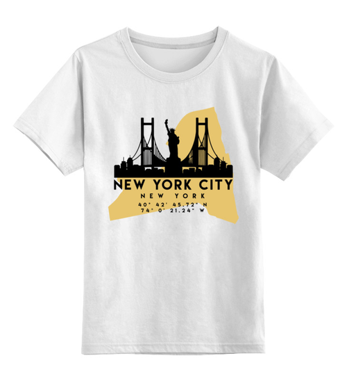 Заказать детскую футболку в Москве. Детская футболка классическая унисекс США (Нью-Йорк) от skynatural - готовые дизайны и нанесение принтов.