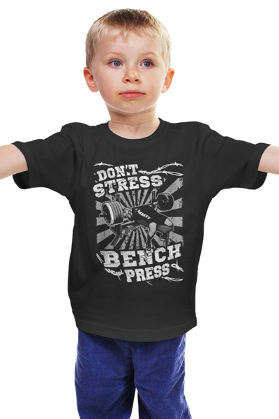 Заказать детскую футболку в Москве. Детская футболка классическая унисекс Bench Press от Leichenwagen - готовые дизайны и нанесение принтов.