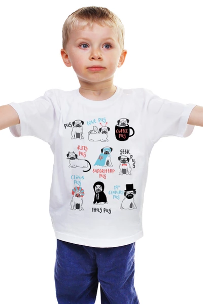Заказать детскую футболку в Москве. Детская футболка классическая унисекс Мопсы от printik - готовые дизайны и нанесение принтов.