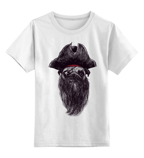 Заказать детскую футболку в Москве. Детская футболка классическая унисекс Мопс Пират от printik - готовые дизайны и нанесение принтов.