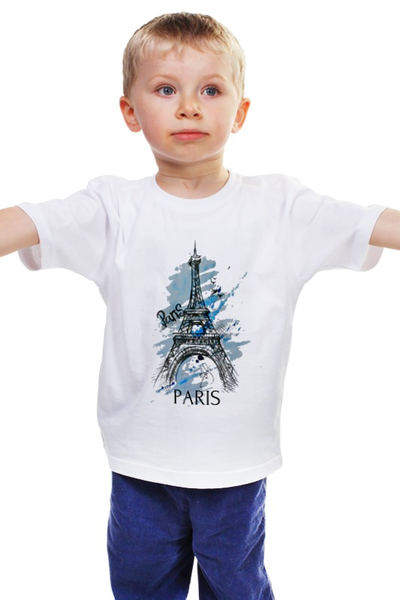 Заказать детскую футболку в Москве. Детская футболка классическая унисекс Эйфелева башня от yuricks - готовые дизайны и нанесение принтов.