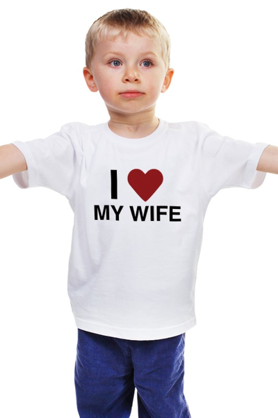 Заказать детскую футболку в Москве. Детская футболка классическая унисекс Люблю Жену от trugift - готовые дизайны и нанесение принтов.