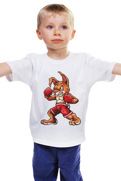 Заказать детскую футболку в Москве. Детская футболка классическая унисекс BoxingRabbit от balden - готовые дизайны и нанесение принтов.