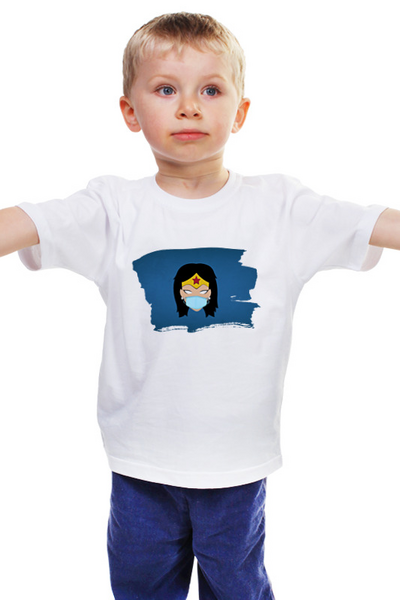 Заказать детскую футболку в Москве. Детская футболка классическая унисекс Чудо-женщина (Коллекция: Герои носят маски) от GeekFox  - готовые дизайны и нанесение принтов.