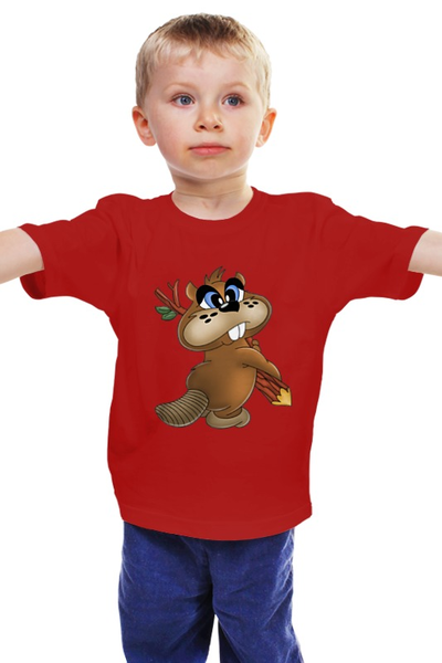 Заказать детскую футболку в Москве. Детская футболка классическая унисекс Бобрёнок  от ПРИНТЫ ПЕЧАТЬ  - готовые дизайны и нанесение принтов.