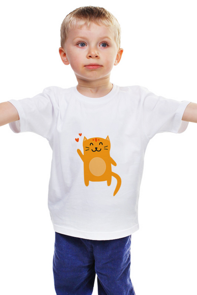 Заказать детскую футболку в Москве. Детская футболка классическая унисекс Милый рыжий котик от Starry  - готовые дизайны и нанесение принтов.