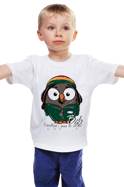 Заказать детскую футболку в Москве. Детская футболка классическая унисекс Сова Боб Марли Суперсова Goofi от supersova - готовые дизайны и нанесение принтов.