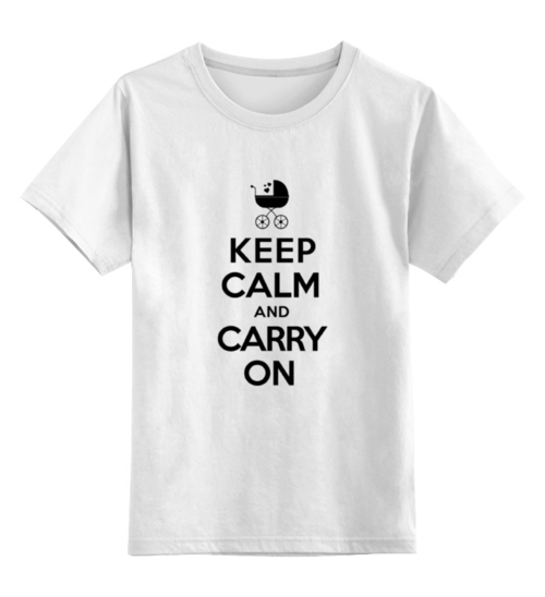Заказать детскую футболку в Москве. Детская футболка классическая унисекс Keep calm & Carry on от litium - готовые дизайны и нанесение принтов.