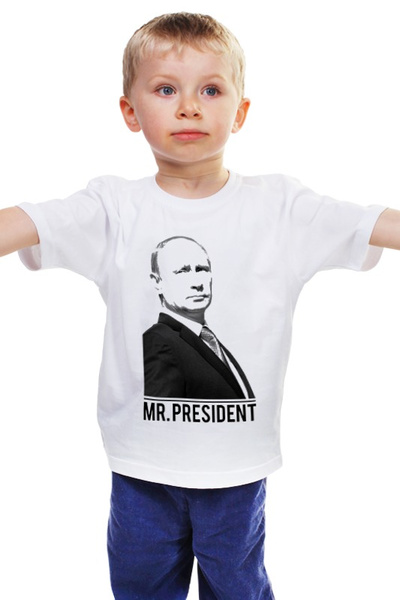 Заказать детскую футболку в Москве. Детская футболка классическая унисекс Путин от Владимир Волчков - готовые дизайны и нанесение принтов.