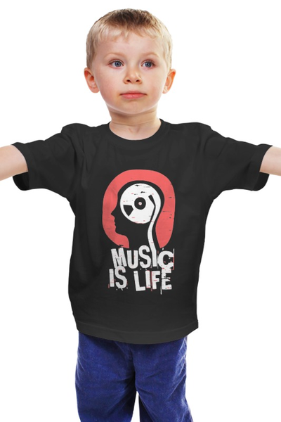 Заказать детскую футболку в Москве. Детская футболка классическая унисекс Музыка это жизнь от skynatural - готовые дизайны и нанесение принтов.