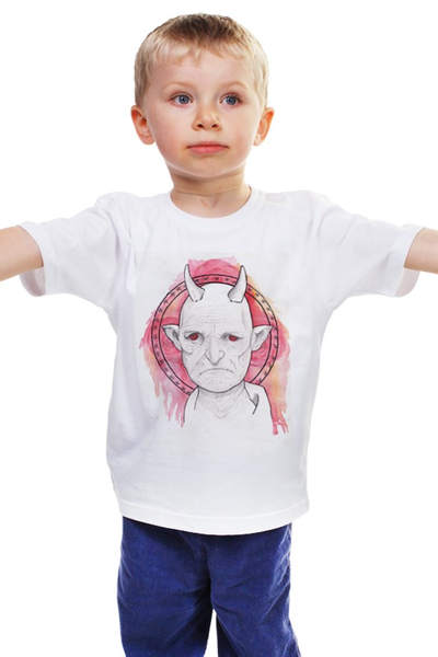 Заказать детскую футболку в Москве. Детская футболка классическая унисекс WHITE DVL от sleepy_again - готовые дизайны и нанесение принтов.