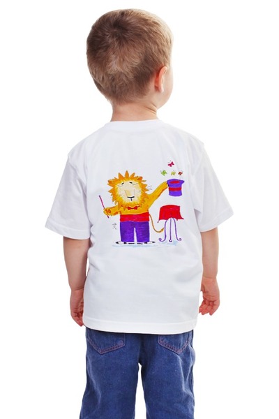 Заказать детскую футболку в Москве. Детская футболка классическая унисекс Лев-фокусник от galkagalka - готовые дизайны и нанесение принтов.
