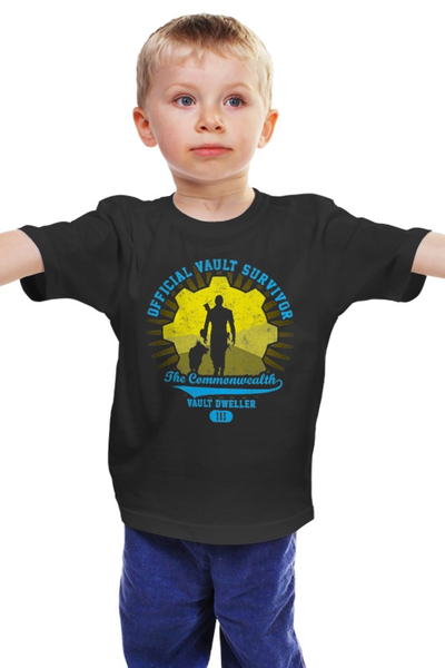 Заказать детскую футболку в Москве. Детская футболка классическая унисекс Fallout. Vault Dweller от geekbox - готовые дизайны и нанесение принтов.