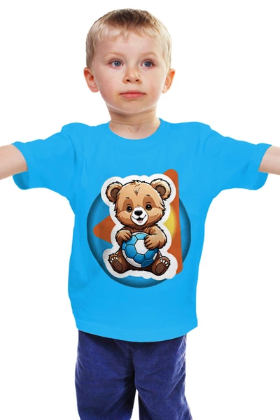 Заказать детскую футболку в Москве. Детская футболка классическая унисекс медвежонок и мяч от evragka  - готовые дизайны и нанесение принтов.