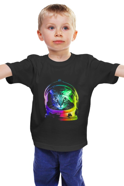 Заказать детскую футболку в Москве. Детская футболка классическая унисекс Кот космонавт от printik - готовые дизайны и нанесение принтов.