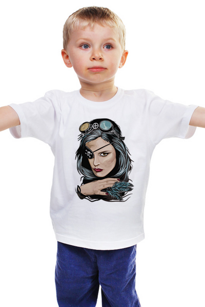 Заказать детскую футболку в Москве. Детская футболка классическая унисекс Пиратка (steampunk) от nopperapon - готовые дизайны и нанесение принтов.