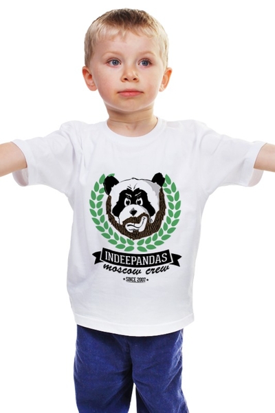 Заказать детскую футболку в Москве. Детская футболка классическая унисекс INDEEPANDAS moscow crew от theindeepandas - готовые дизайны и нанесение принтов.