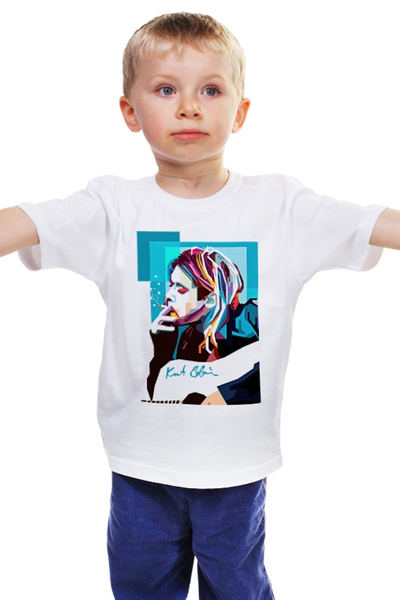 Заказать детскую футболку в Москве. Детская футболка классическая унисекс Курт Кобейн от geekbox - готовые дизайны и нанесение принтов.